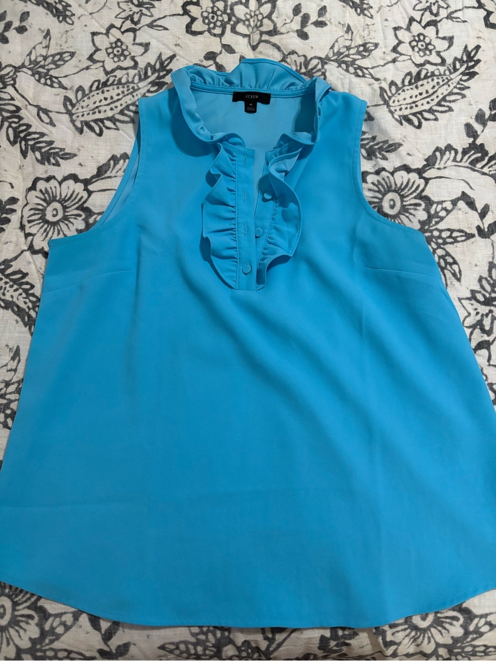 J. Crew Turquoise Ruffle-Front Sleeveless Camisole